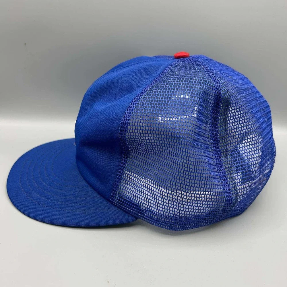 Vintage Chicago Cubs‎ Trucker Hat Men Large Blue MLB Annco Snap Back Cap